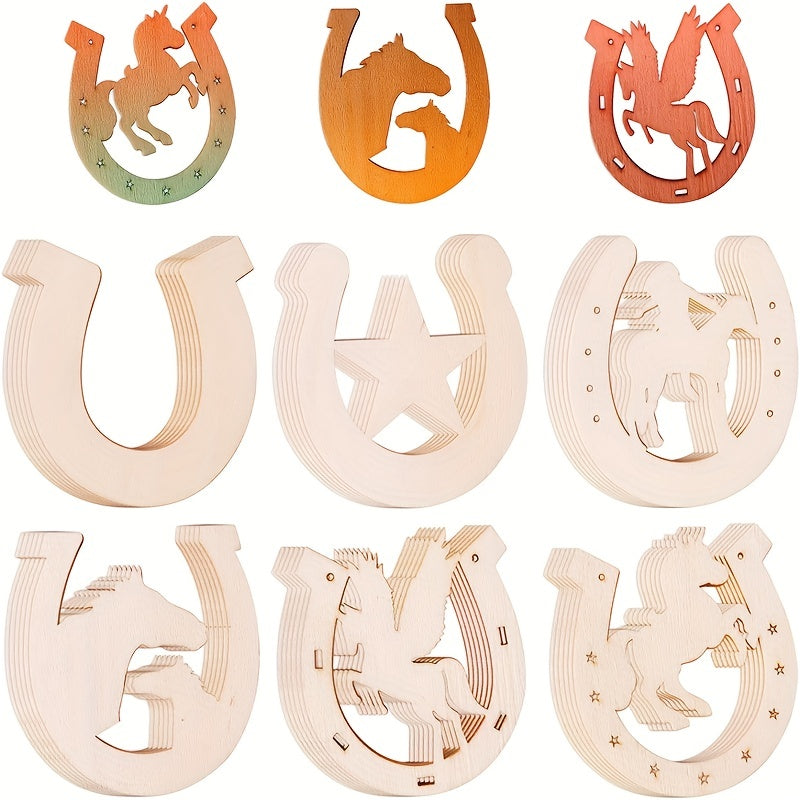 36pcs Horseshoes Wooden Cutouts Variety Pack Kids DIY Crafts & Home Decoration