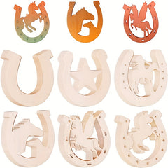 36pcs Horseshoes Wooden Cutouts Variety Pack Kids DIY Crafts & Home Decoration