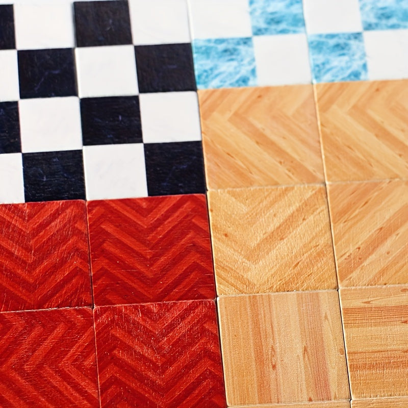 9pcs Doll House Wooden Floors Imitation Tile Decor