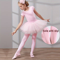 2pcs Girls Pink Ballet Dance Socks Anti-slip Legging Tight Pantyhose