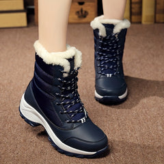 Women's Waterproof Plush Inner Snow Boots Winter Mid tube Boots