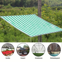 10m Dark Green Stripes Sunshade Net w/ Pull Rope