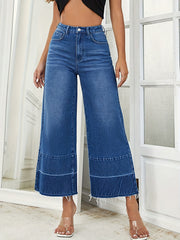 Whiskered Wide Leg Cropped Jeans Women's Denim
