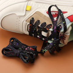 2pcs Ink Splashed Flat Shoelace For Sneakers Canvas Shoes