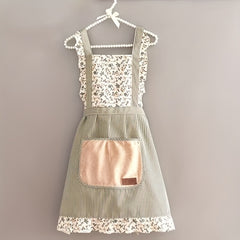 Cotton Canvas Apron Women's Long Sleeve Kitchen Apron