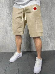 Men's Casual Cargo Shorts - Solid Color Drawstring Waist - Summer Style