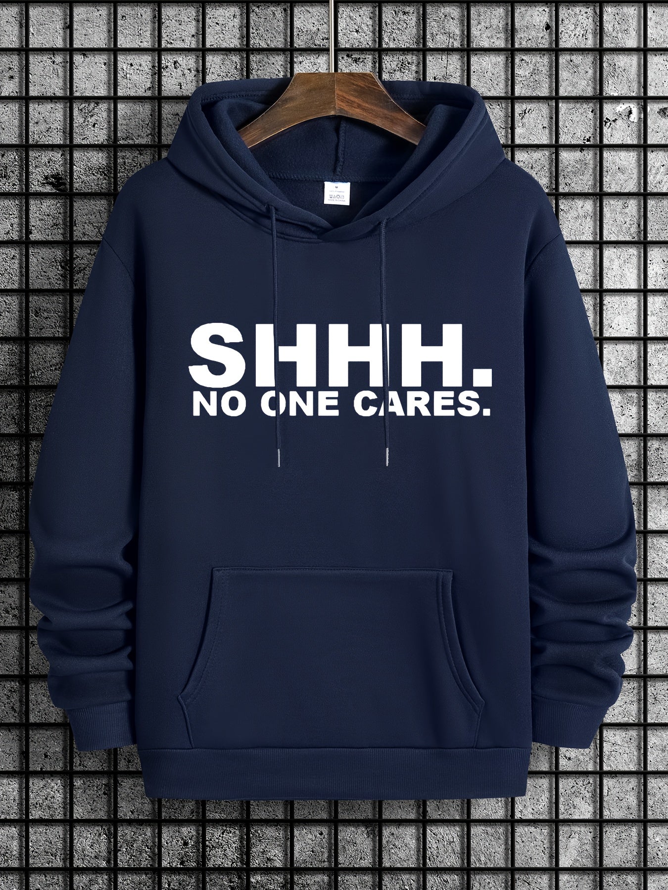 Funny Letter Print Hoodies For Men Graphic Sweatshirt With Kangaroo Pocket