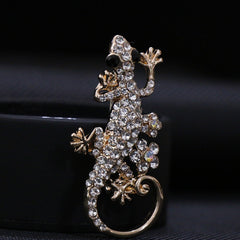 Rhinestone Lizard Brooch w/ Tassel Inlaid Faux Gemstone Accessory Sparkles