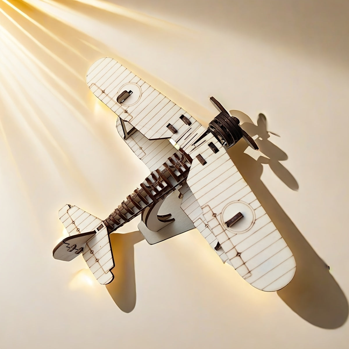 3D Biplane Puzzle Model Glue Mortise Tenon Structure Study Ornaments Handicraft