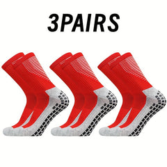 3 Pairs Non Slip Soccer Socks Breathable Outdoor Sports Crew Socks
