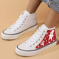 Christmas Gingerbread Print Canvas Sneakers