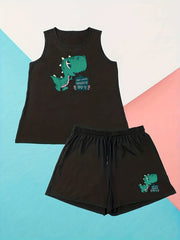 Dino Print Tank Top & Shorts Pajama Set