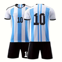 Striped 10 Print Kid's Football Jersey Shorts