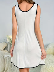 Colorblock Trim Lounge Dress Crew Neck Sleeveless Home Dress