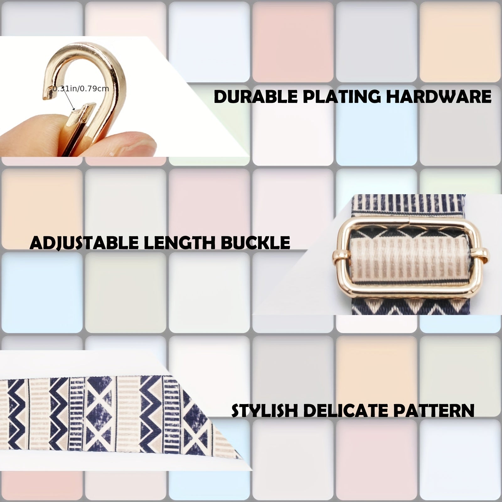 Geometric Pattern Bag Replacement Straps Handbag Shoulder Wide Adjustable Strap
