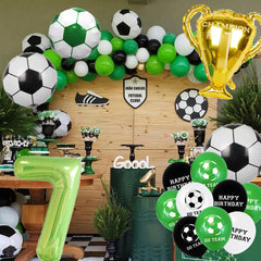 25pcs Football Party Decorations Soccer Balloon Set Cake Topper Number Balloon
