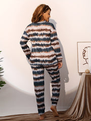 Tie Dye Lounge Set Long Sleeve Crew Neck Top & Pants