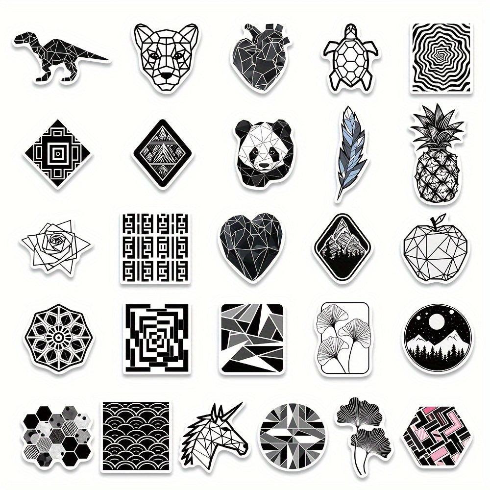 50pcs Geometric Panda Stickers for Laptop Helmets Water Cup DIY P