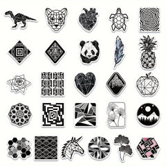 50pcs Geometric Panda Stickers for Laptop Helmets Water Cup DIY P