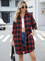 Plaid Print Button Up Long Sleeve Shirt