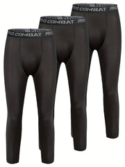 Men's Solid Bottom Leggings Active Quick Drying Sports Pants Set