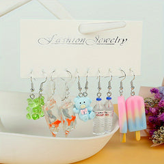 5 Pairs Girls Cartoon Earrings for Party Gift