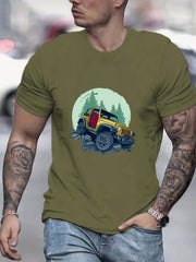 Car Print Men's Graphic Crew Neck Active T shirt Casual Comfy Tees