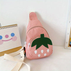 Strawberry Pattern Kids Messenger Bag Children Shoulder Chest Bag