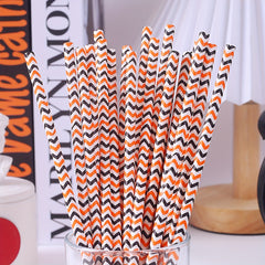 50 Multicolor Halloween Paper Straws, Biodegradable for Drinks