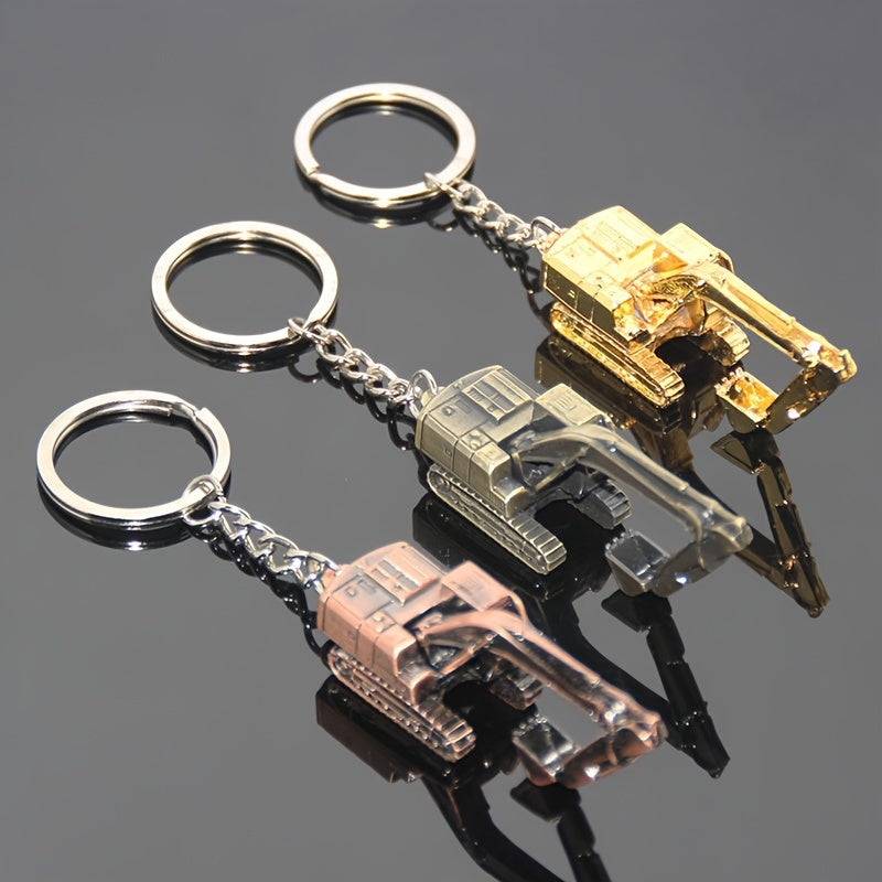 Alloy 3D Excavator Keychain Bag Car Pendant Accessory
