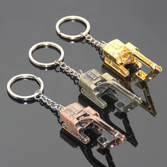 Alloy 3D Excavator Keychain Bag Car Pendant Accessory