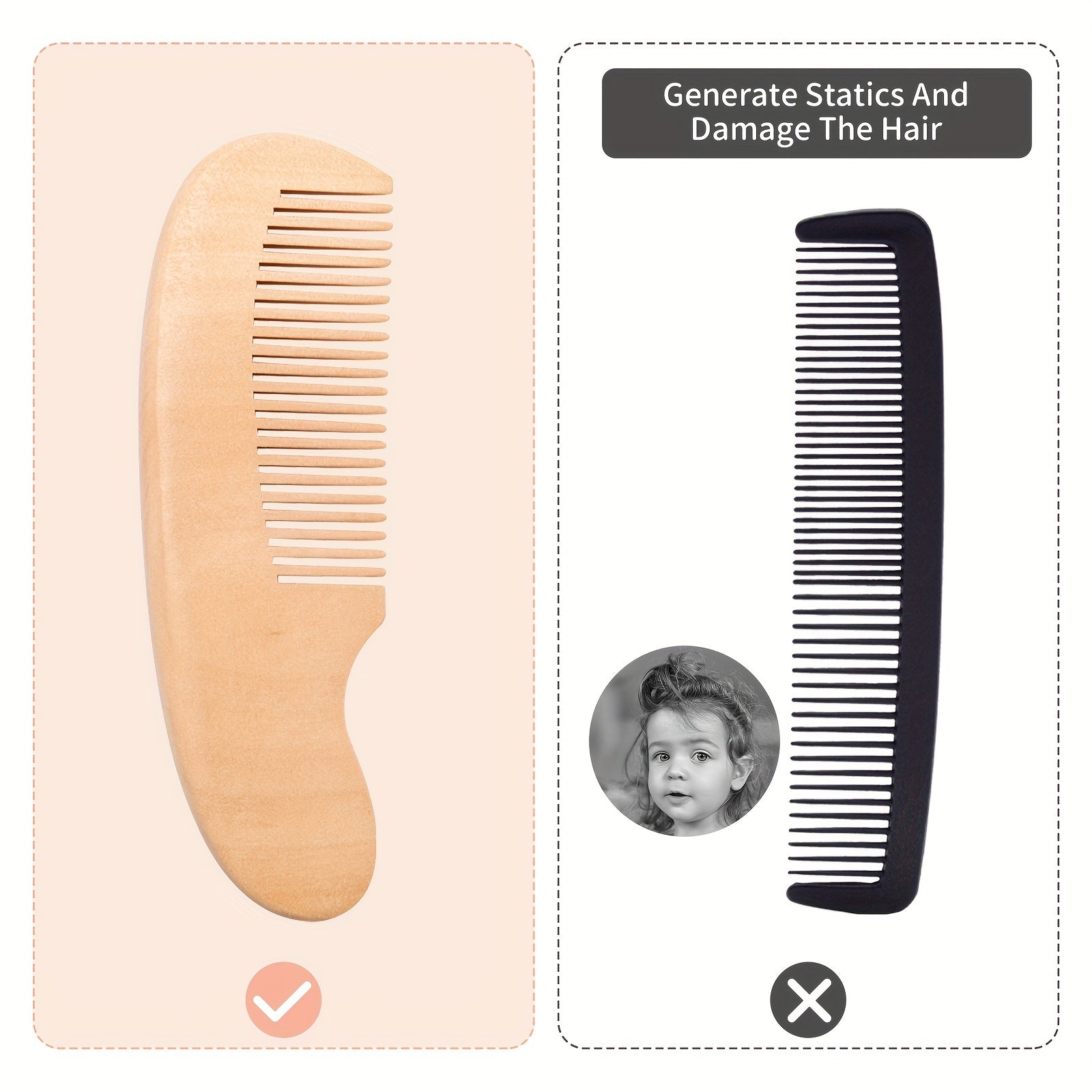 Baby Soft Comb Wooden Hair Brush Head Massage Comb