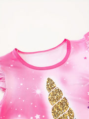 Girls Unicorn Tie Dye Print Nightdress Sleeveless PJ