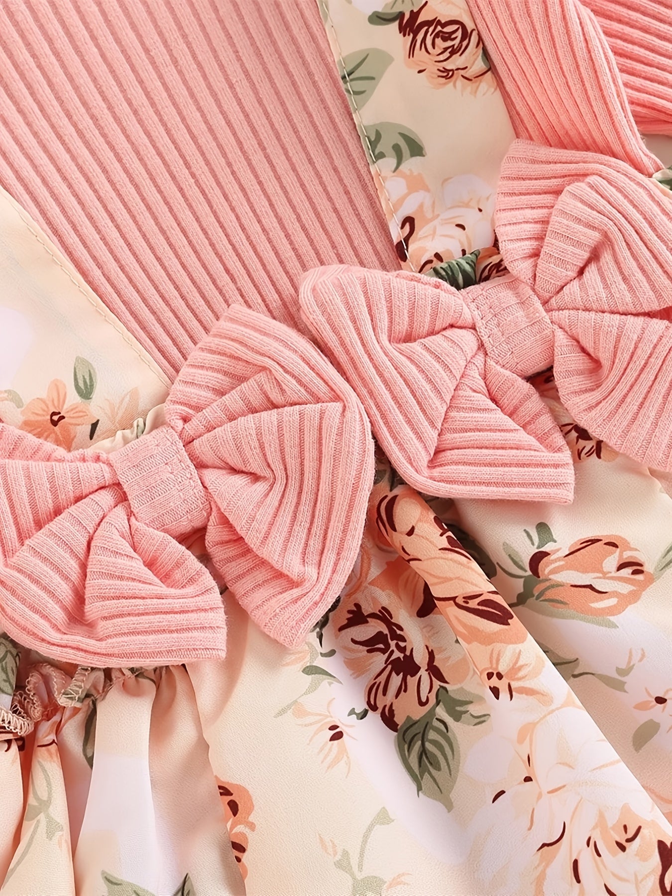 2pcs Baby Girls Floral Onesie & Headband Set Clothes