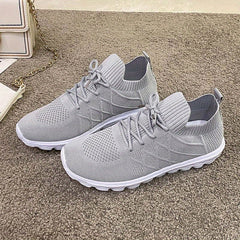 Women's Knitted Sports Shoes Comfy Lace Up Low Top Casual Running Sneakers