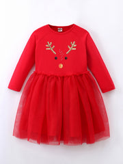 Girls Christmas Party Mesh Dress