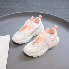 Boy's Knit Breathable Chunky Shoes Casual Lace Up Comfy Soft Sole Sneakers