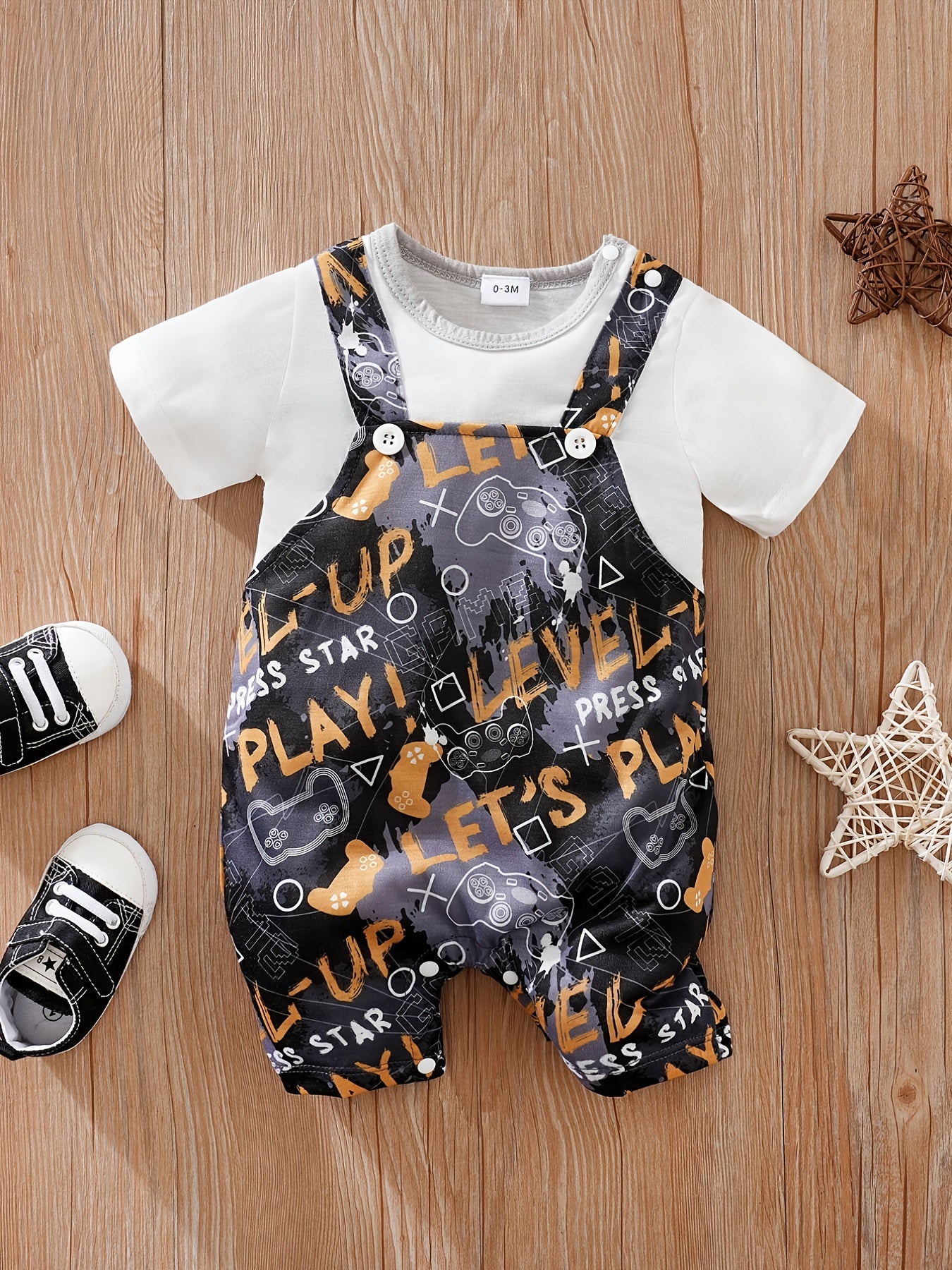 Newborn Infant Letter Print Romper Short Sleeve Jumpsuit