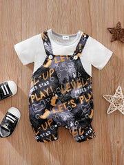 Newborn Infant Letter Print Romper Short Sleeve Jumpsuit