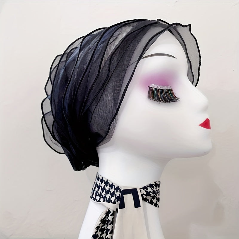 Double Layer Mesh Turban Cap Soft Elastic Beanie Women Ramadan Bonnet Hijab