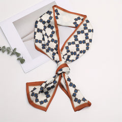 Small Tie Scarf Womens Rhombic Lattice Weekend Casual