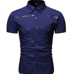 Stripe Print Men's Short Sleeve Shirt for Summer