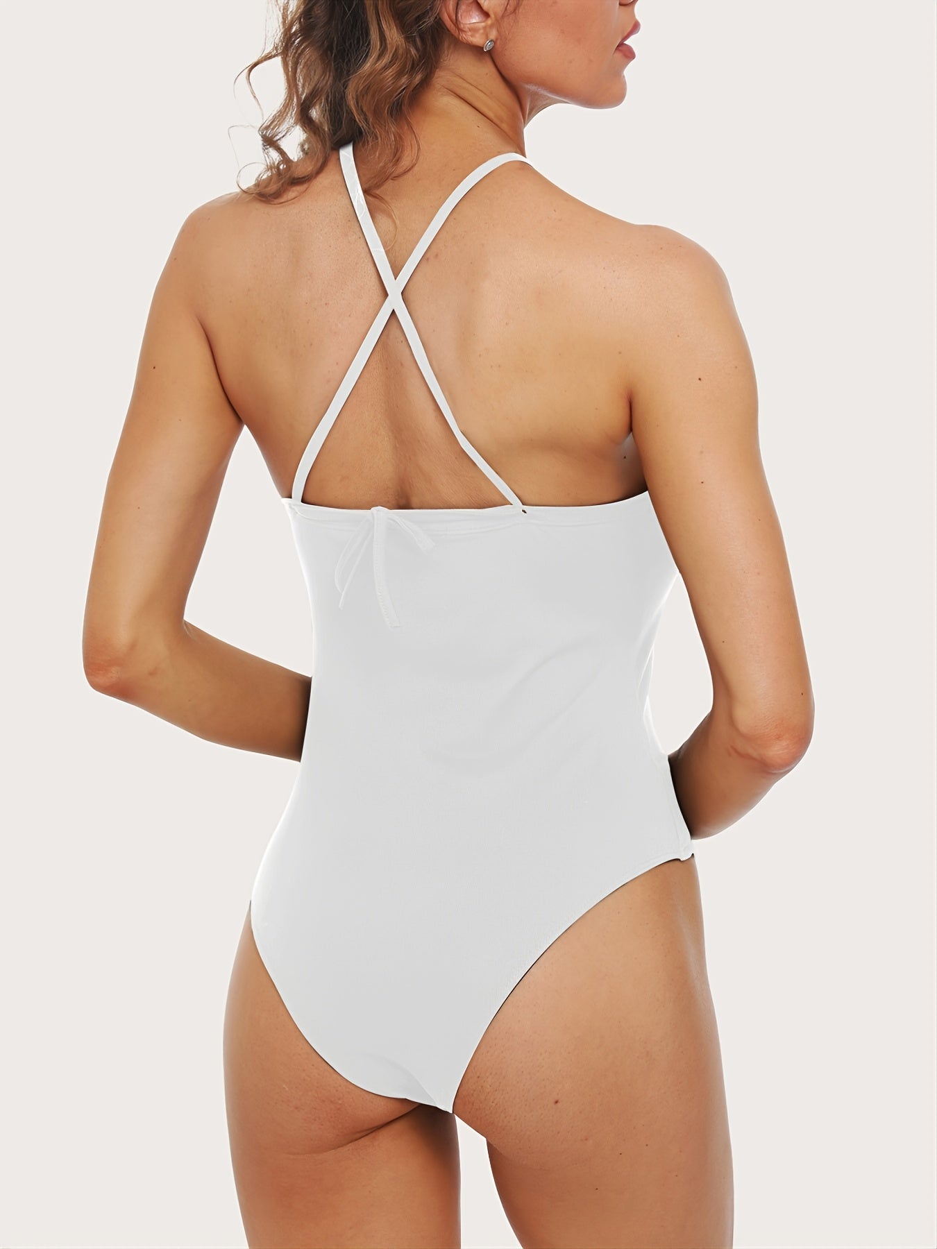 Women's Halter Criss Cross Bodysuit - Sexy Backless One Piece