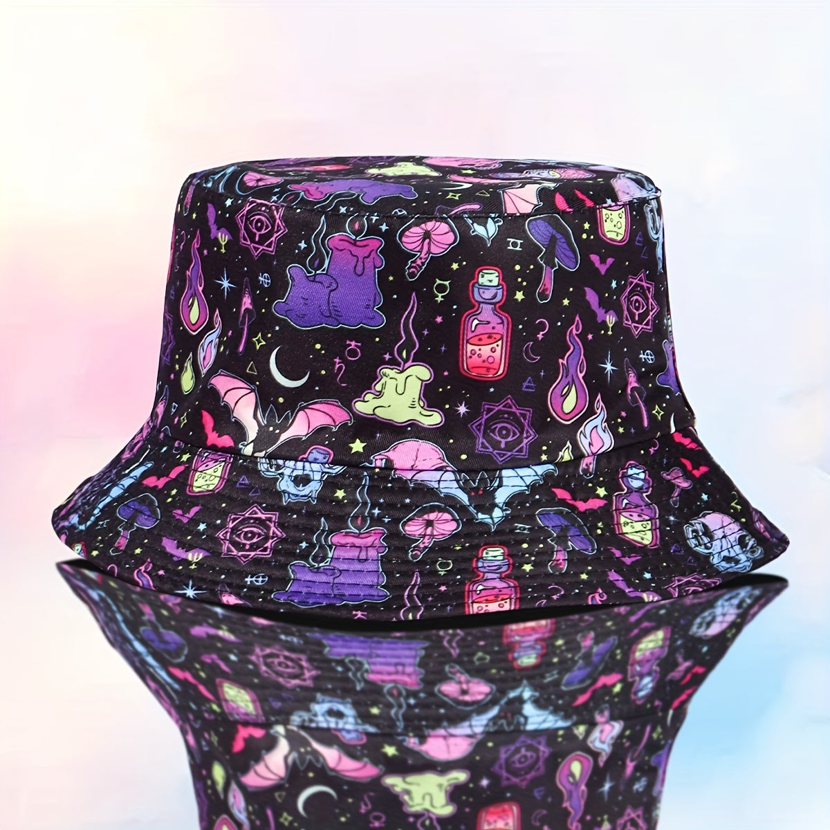 Ghost Candle Halloween Bucket Hat Reversible Sunshade Fisherman Cap