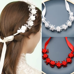 Crystal Flower Headband Tiara For Women Bride Queen Wedding