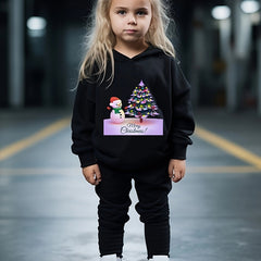 Girls 2pc Snowman & Tree Hoodie Sweatshirt & Sweatpants Set