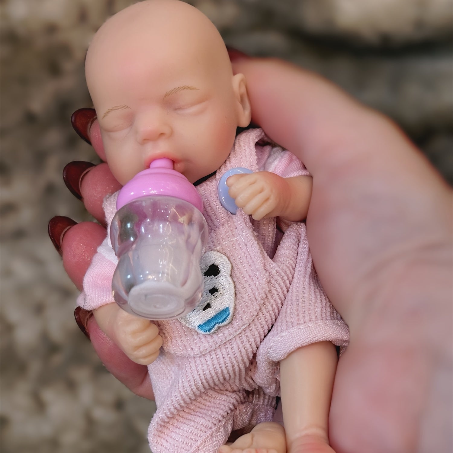 6 Inch Soft Silicone Reborn Girl Doll with Pink Closed Eyes