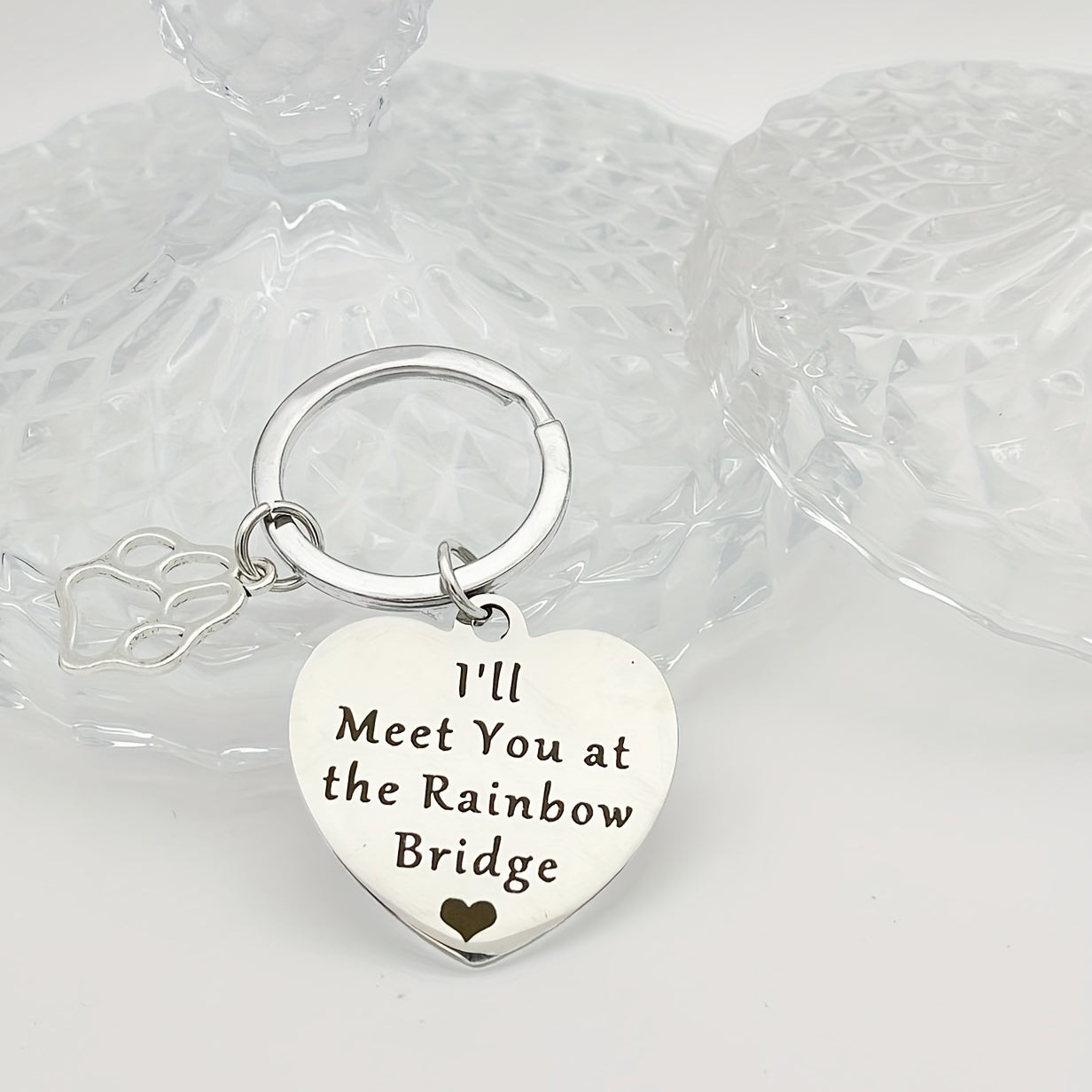 Pet Memorial Keychain Forever in Our Hearts Sympathy Remembrance