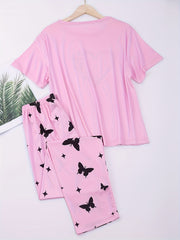 Butterfly Heart Print Pajama Set