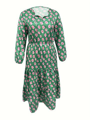 Boho Dress Women's Plus Lantern Sleeve Maxi Dress